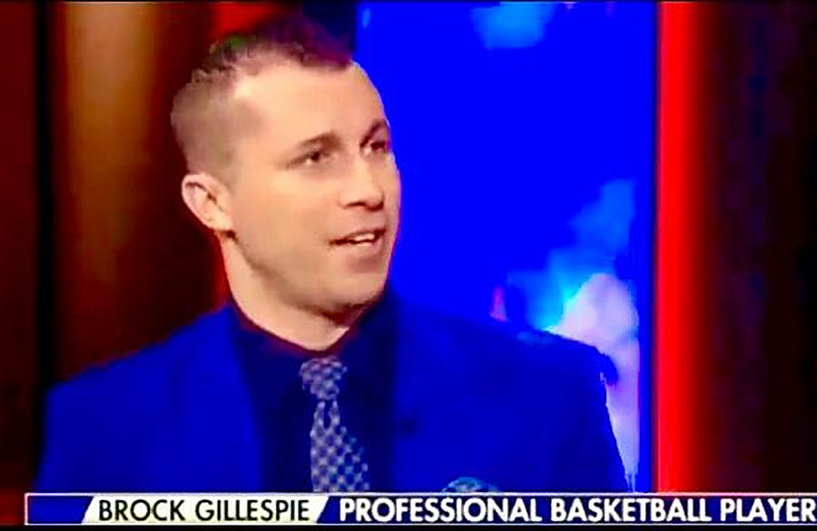 Brock Gillespie appearing on television as a professional basketball player