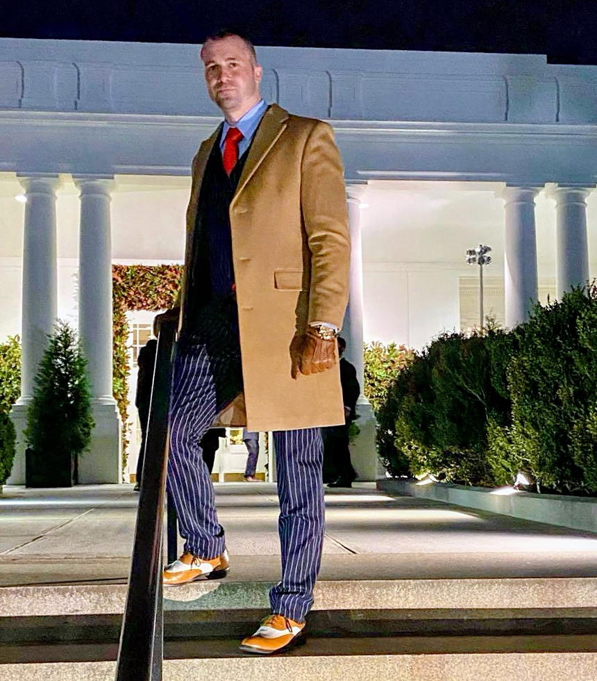 Brock Gillespie leaving the West Wing of the White House at night